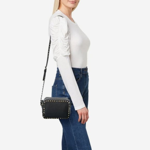 Valentino Rockstud Crossbody Camera Bag in Black and Gold Tone Hardware - Picture 7 of 8